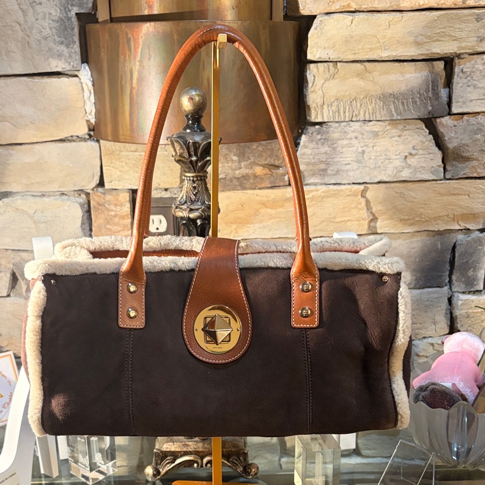 Kate Spade Dark Brown and Tan Faux Fur Shoulder Bag